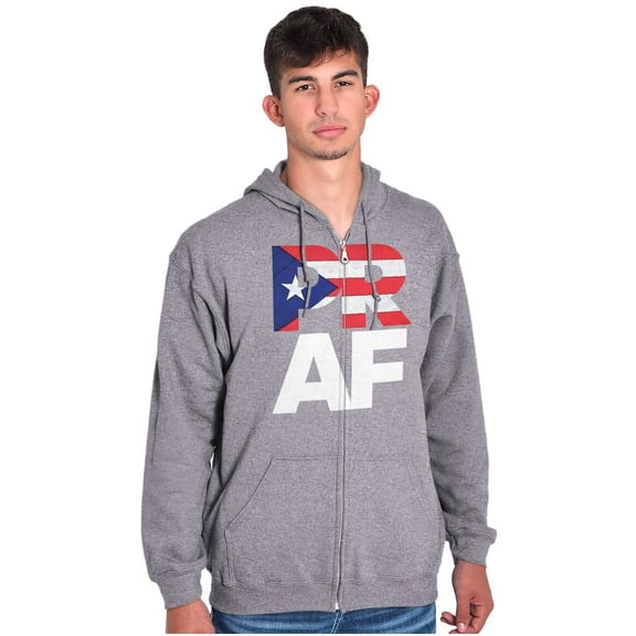 Puerto Rico Rican Boricua AF Flag Zip Up Hoodie Men's Women's Brisco Brands S