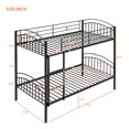 thumbnail image 4 of Twin Over Twin Bunk Bed, Metal Bed Frame with Ladder and Full-length Guardrail, Modern Sturdy Bunk Beds Convertible to 2 Seperate Twin Beds for Kids Adults Bedroom, Mattress Not Included, Black, 4 of 7