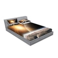 thumbnail image 2 of Ambesonne Galaxy Fitted Sheet & Pillow Sham Set, Moons Universe Earth, Queen, Yellow White Brown, 2 of 2