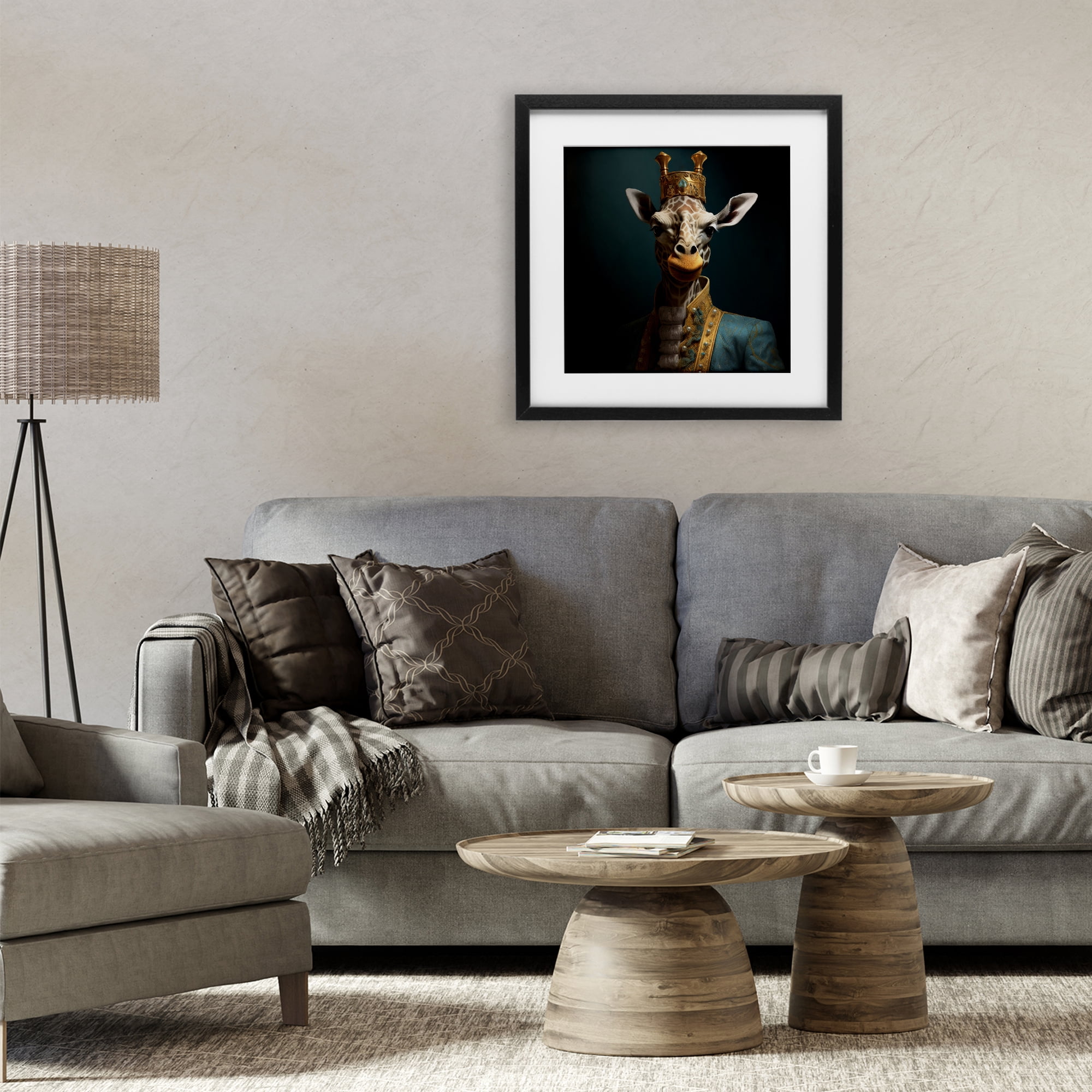 Stupell Industries Giraffe Gaze in Regal Crown Black Framed Print Under Glass, design by Lazar Studio
