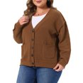 thumbnail image 4 of Agnes Orinda Women's Plus Size Halloween Outfits Knit Cardigan V Neck Long Sleeve Button Down Fall Winter Sweater Coat with Pockets 3X Dark Brown, 4 of 6