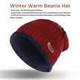 thumbnail image 7 of IPOW Winter Beanie Hat Scarf Set Warm Knit Hat Thick Knit Skull Cap for Kids (Wine Red), 7 of 7