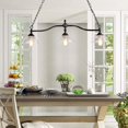 thumbnail image 5 of Dining Room Light Fixture Hanging, Farmhouse Chandelier in Rustic Black Metal with Clear Glass Shades, Adjustable Chains, Pendant for Kitchen Island, 5 of 8