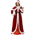 thumbnail image 4 of Women's Deluxe Mrs. Claus Costume Christmas Dress Velvet Hooded Santa Dress for Christmas Party, 4 of 6