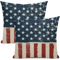 4th of July Pillow Covers 18x18 Set Of 2 Independence Day Red Blue Stripes Stars Throw Pillow Covers Outdoor USA Memorial Day Vintage Patriotic Pillowcase Farmhouse Cushion Cover For Sofa Couch