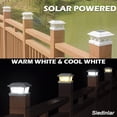 thumbnail image 3 of DFS 10 Pack Solar Post Cap Lights - 8 LED, Warm White & Cool White, Fits 4x4 5x5 6x6 Wood/Vinyl Posts, Deck Fence Patio Lighting, White, 3 of 7