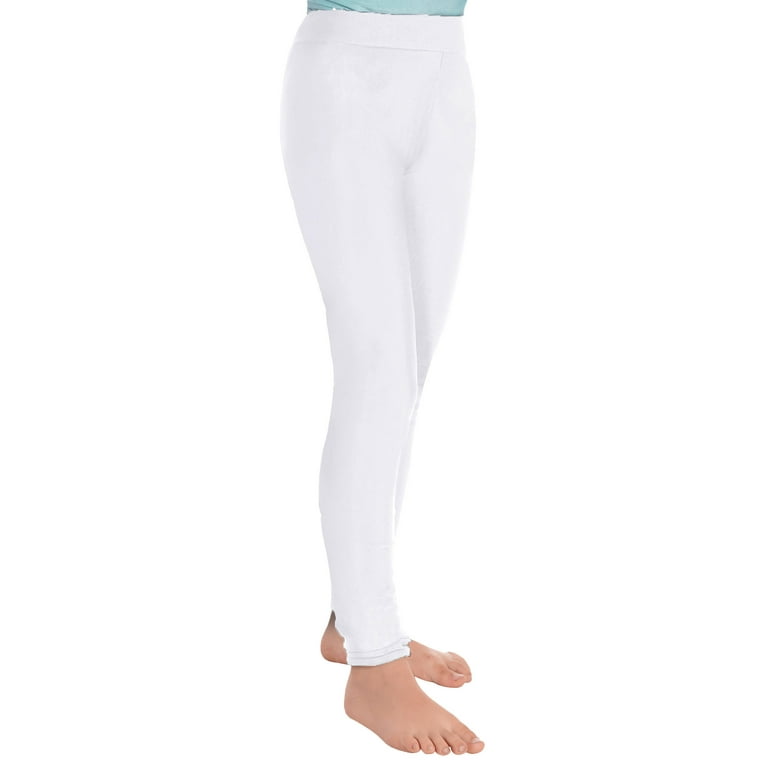 renvena Girls' Compression Pants Stretchy Yoga Tights Athletic Running  Sports Dance Leggings 6-16 White 8
