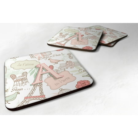 

Caroline s Treasures CJ2002-FC-Parent Set of 4 Letter Love in Paris Pink Foam Coasters CJ2002 multicolor