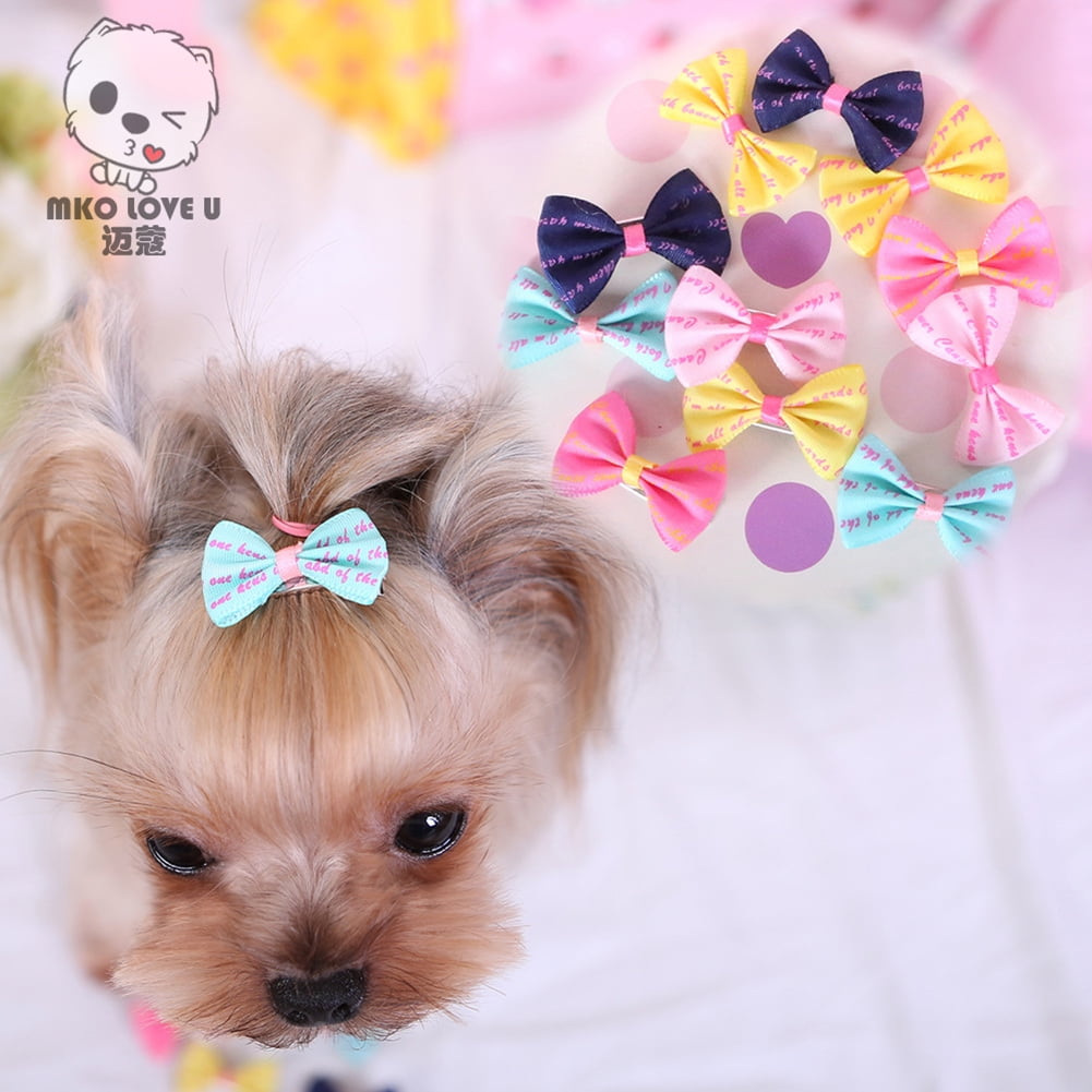 Qinghengyong e Pet Dog Ribbon Bow Hair Clip Dog Bow Tie Bowknot Hairpin Pet Hair Accessories