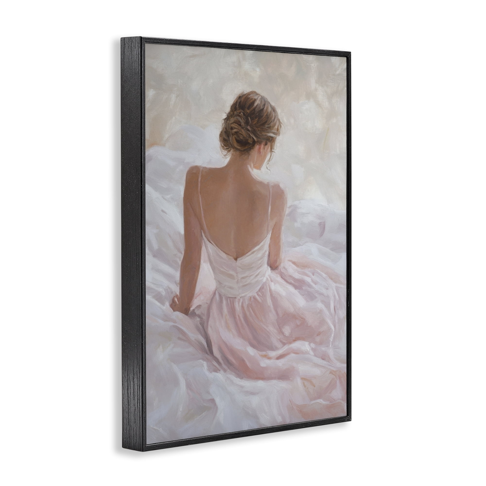 Stupell Industries Quiet Reflection in Pastel Pink Black Framed Giclee Art, design by Petal Prints Design
