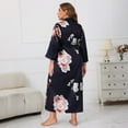 thumbnail image 6 of WTOBBY Women's Plus Size Lounge Robe 3X-6X Belted Kimono Long Sleeve Soft Cover Up Comfy Home Wear Sexy Nightwear Loungewear,Black 2XL, 6 of 7