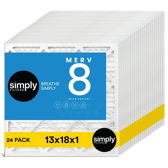 Simply Filters 13x18x1 MERV 8, MPR 600, AC Furnace HVAC Air Filter (24 Pack)
