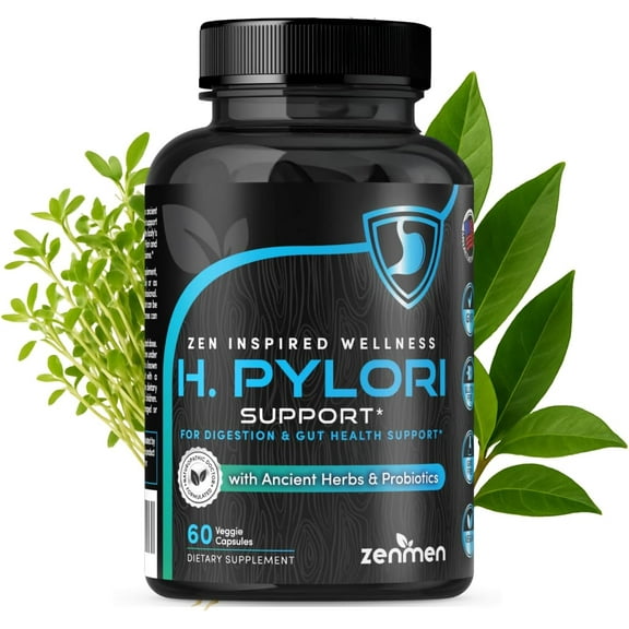 Zenmen Daily Gut & H Pylori Infection Support-Herbal with Zinc,60 Vegan Capsules,Sugar-Free,USA Made