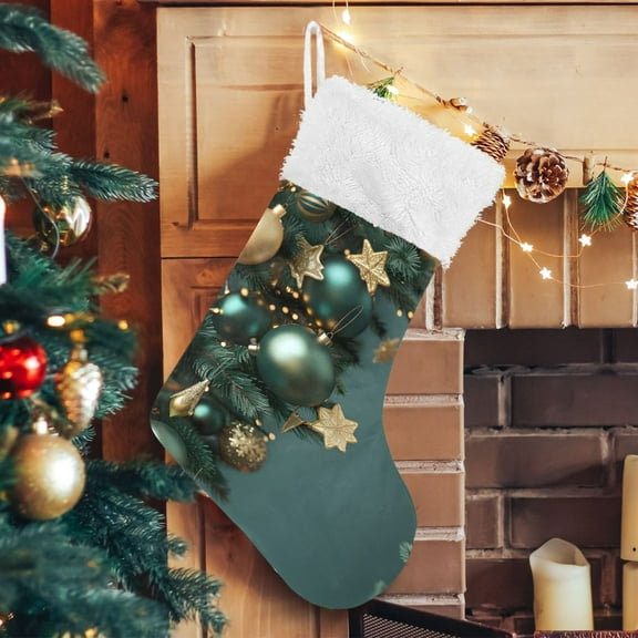 Ryvnso Christmas Stockings Christmas Tree Pattern 17.7" Large Stocking Decoration 1 Pack