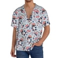 thumbnail image 3 of Naloa I Love USA Men's Loose Fit Cuban Collar Short-Sleeve Shirt with Button-down and Chest Pocket for Everyday Wear Outings - Small, 3 of 7