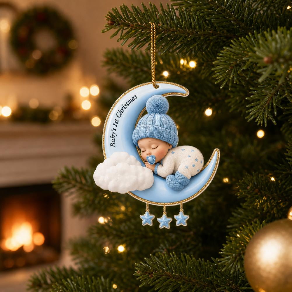 Babys First Christmas Ornament 2026, Moon Acrylic Keepsake