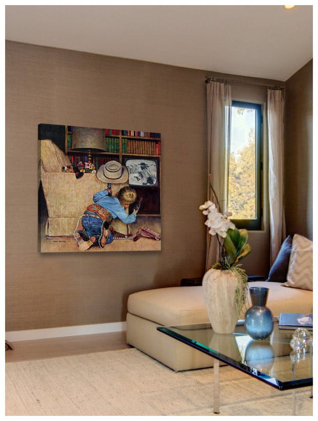 Marmont Hill "Cowboy and TV" by Curtis Painting Print on Canvas