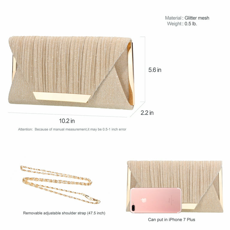 Glitter Clutch Purses for Women Evening Bags and Clutches Flap Envelope  Handbags Formal Wedding Party Prom Purse(Champagne) 