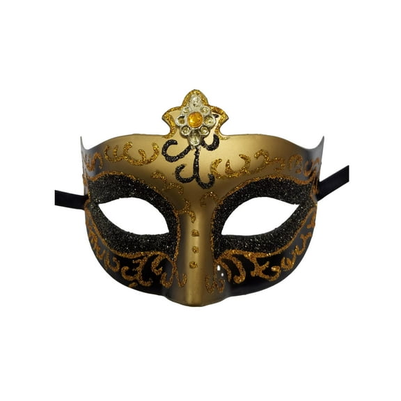 Gold Jewel Black Glitter Venetian Masquerade Mardi Gras Mask