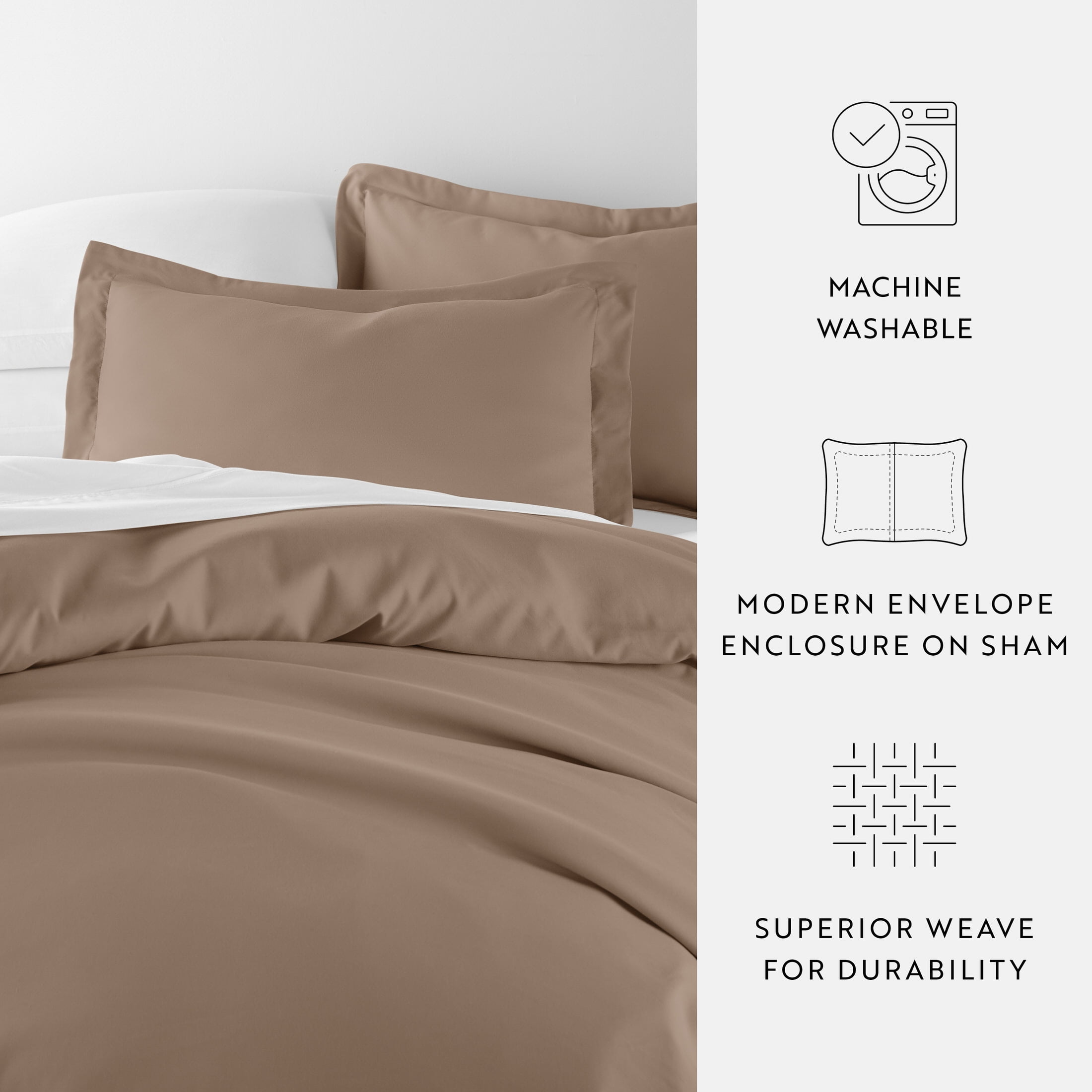 Noble Linens 3-Piece Taupe Duvet Cover Set, King/Cal King