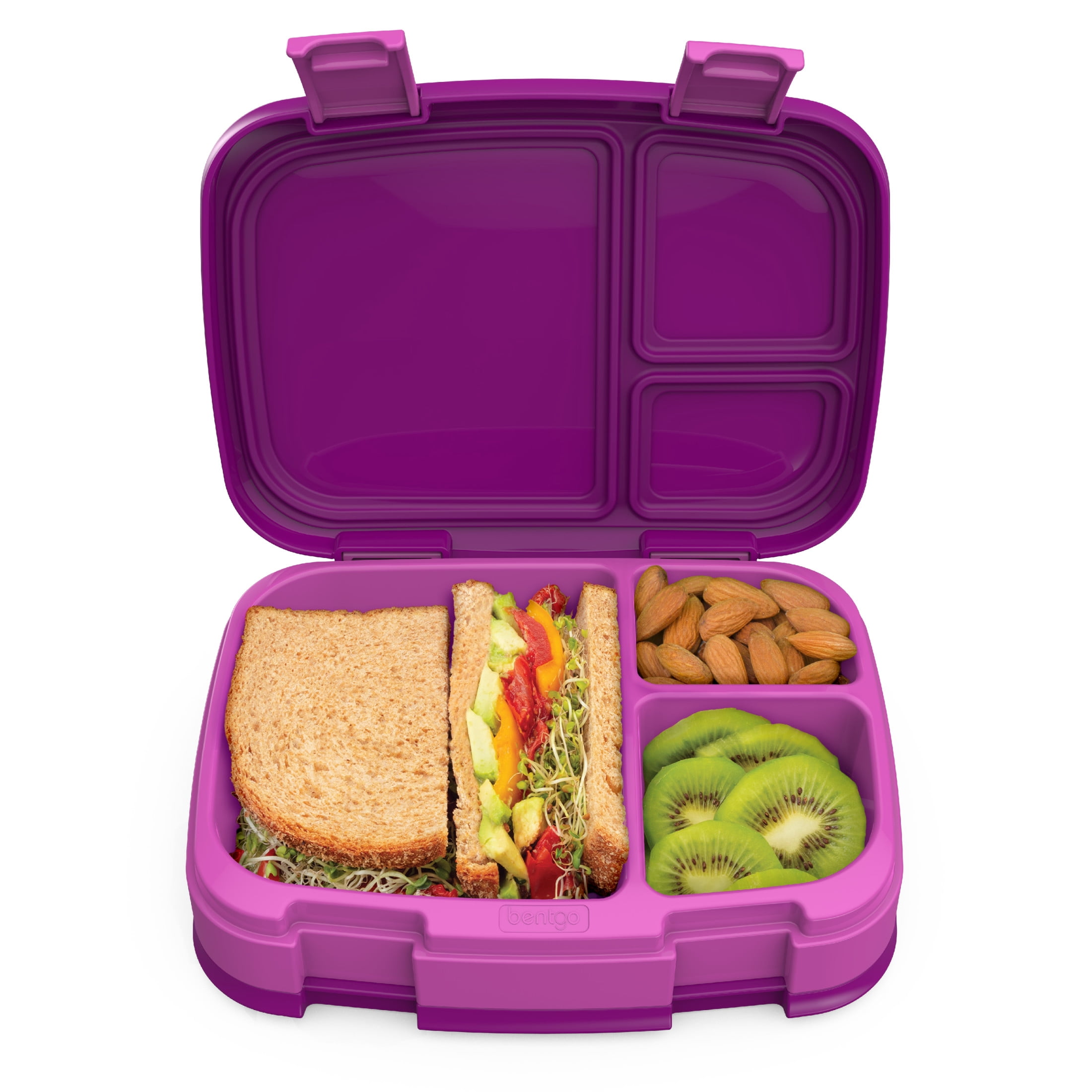 (3 pack) Bentgo Fresh – Leak-Proof, Versatile 4-Compartment Bento-Style Lunch Box with Removable Divider, Portion-Controlled Meals for Teens and Adults On-The-Go – BPA-Free, Food-Safe Materials (Purple)