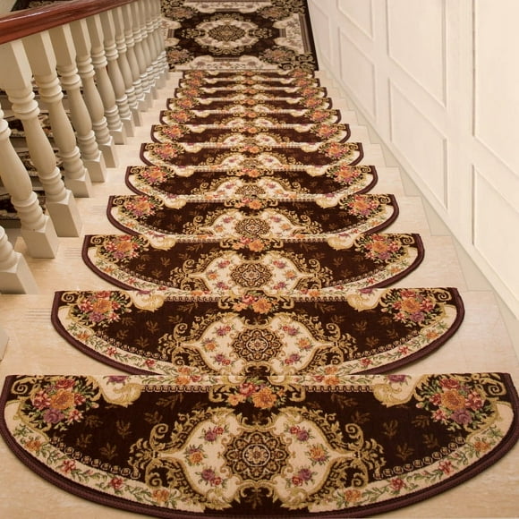 Jinsinto Stair Mats Jacquard Rectangular Stair Rugs Stair Mats 2pcs 24×65cm new upgrade: bottomless: plus 3cm hem