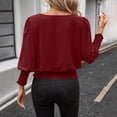 thumbnail image 5 of Lmueinov Banded Bottom Tops for Women Smocked Tops Elastic Cinched Waist Top Dressy Blouse Long Sleeve Casual Outfits Clothes, 5 of 6