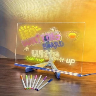 Pcapzz Acrylic Dry Erase Board LED Light up Message Board with Stand and  Dry Erase Pen for Office School Home 