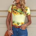 thumbnail image 6 of Disketp Sunflowers On A Yellow Background for Women's Short-Sleeved Onesie Fit Top T-Shirt Round Neck Basic Casual T-shirt Bodysuits-XX-Large, 6 of 7