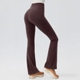 thumbnail image 3 of Girls' Cross High-Waisted Flare Leggings Stretch Bell-Bottom Pants for Dance Yoga Brown XL, 3 of 4