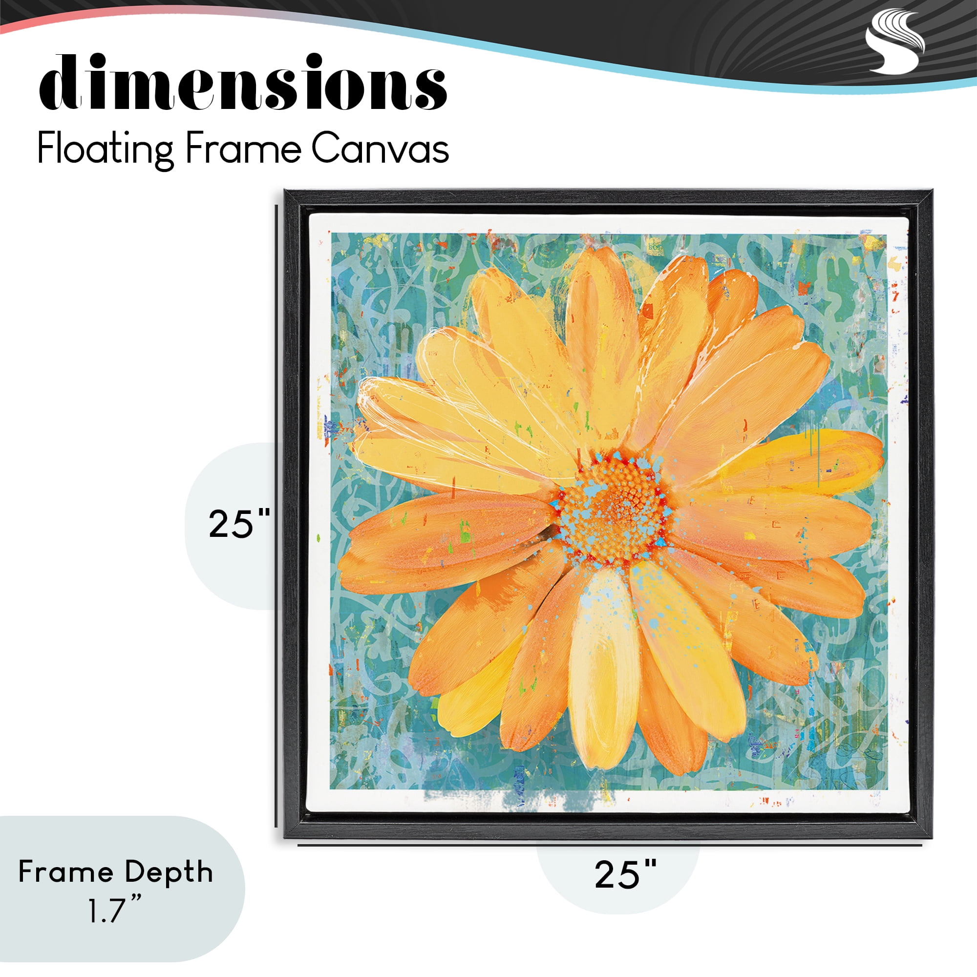Stupell Industries Urban Daisy over Graffiti Black Framed Floater Canvas Wall Art, design by Porter Hastings