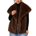 thumbnail image 3 of LWFFDAW Women's Faux Fur Vest Wide Collar Sleeveless Plush Jacket Fall Winter Warm Loose Outerwear with Pockets, 3 of 6
