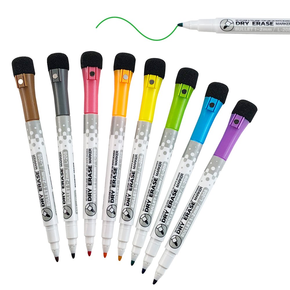 Dry Erase Markers ( 8 Colors ), Fine Tip Markers with Eraser