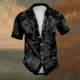 thumbnail image 2 of Halloween Button Up Shirt Men Skull Print Turndown Collar Short Sleeve Regular Fit Mens Shirt, 2 of 5
