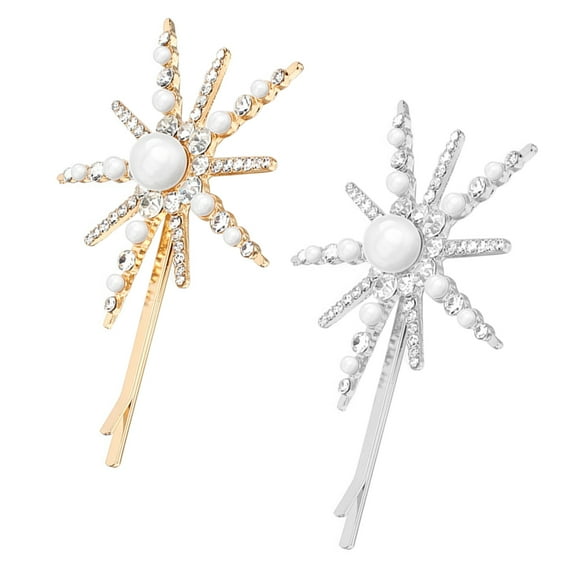 LOLIPPYY 2Pcs Star Barrette Alloy Silver Hair Clips for Women Show