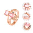 thumbnail image 2 of MasteelfCA 1PC Pink Crystal Cat Ring Stylish Rhinestone Inlaid Ring Female Ring (Rose Gold), 2 of 7