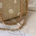 thumbnail image 6 of YOUI-GIFTS Women Handmade Rattan Shoulder Bag Daisy Printed Beach Handbag Handwoven Tote Bag Turn Locks Casual Bag, 6 of 6