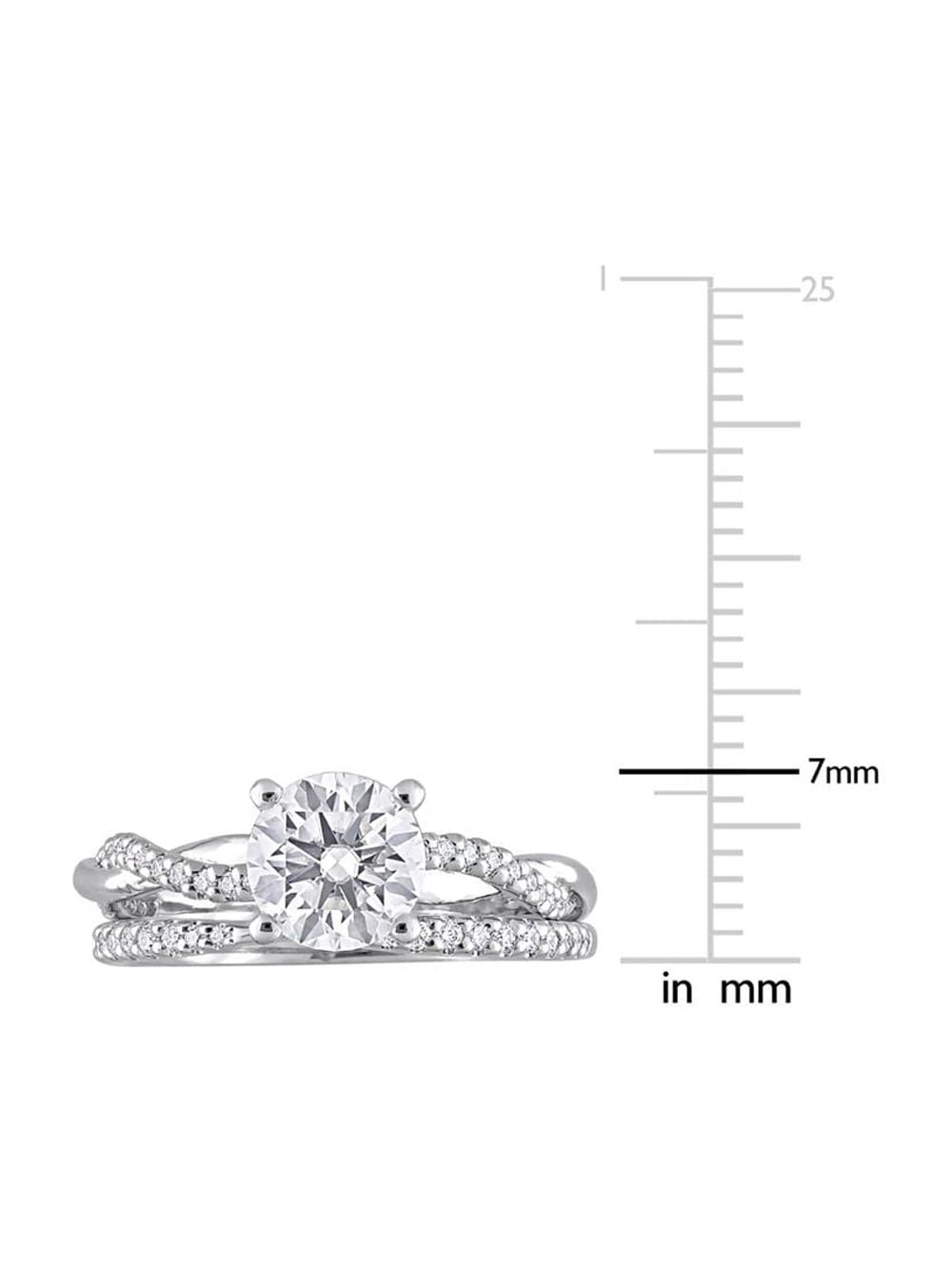1.50 Carat (Ctw) Synthetic Moissanite Bridal Ring Engagement Wedding Set in Sterling Silver for Women