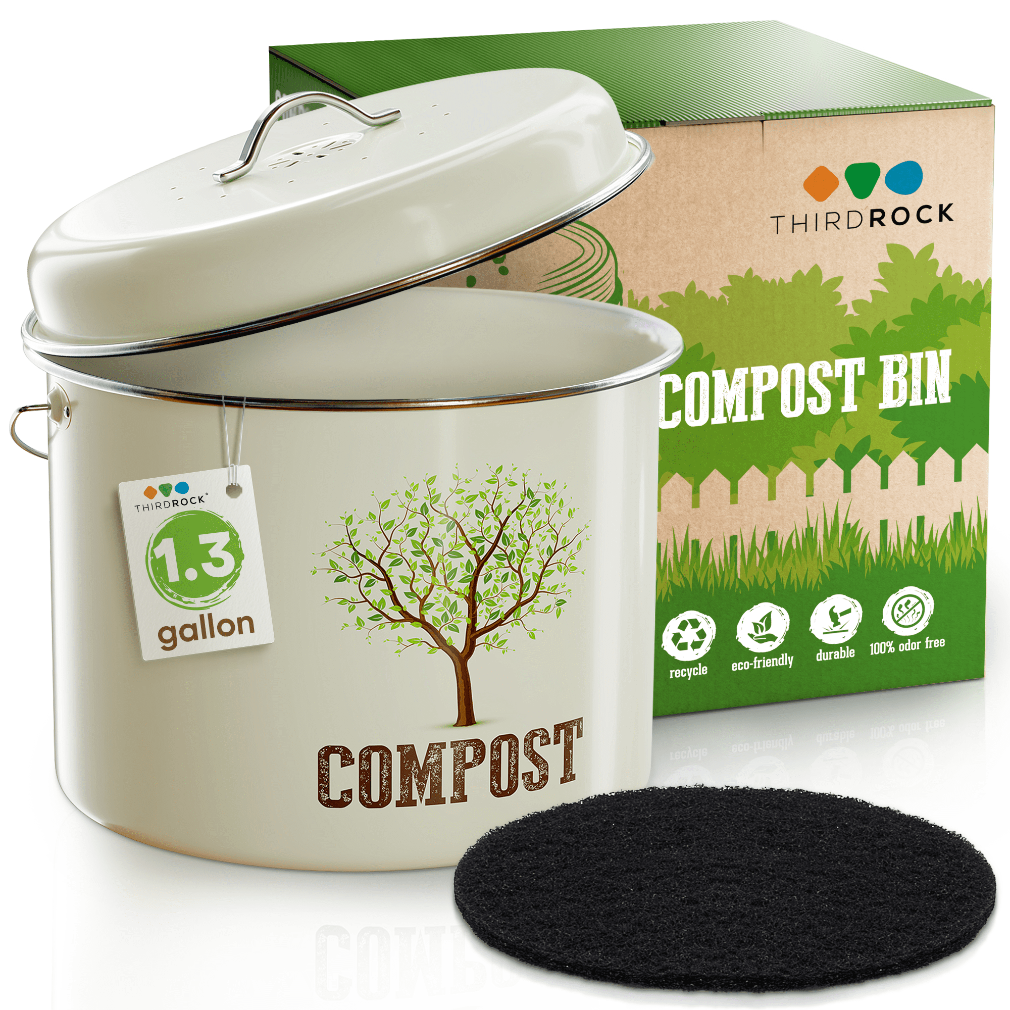 iTouchless 1.6 Gal. Titanium Oval Compost Bin with AbsorbX Odor
