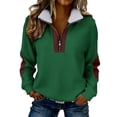 thumbnail image 2 of Njagoc3 Womens Colorblocked Semi-Zip Long Sleeve Turn-Down Collar Casual Sweatshirt Jacket Top, 2 of 6