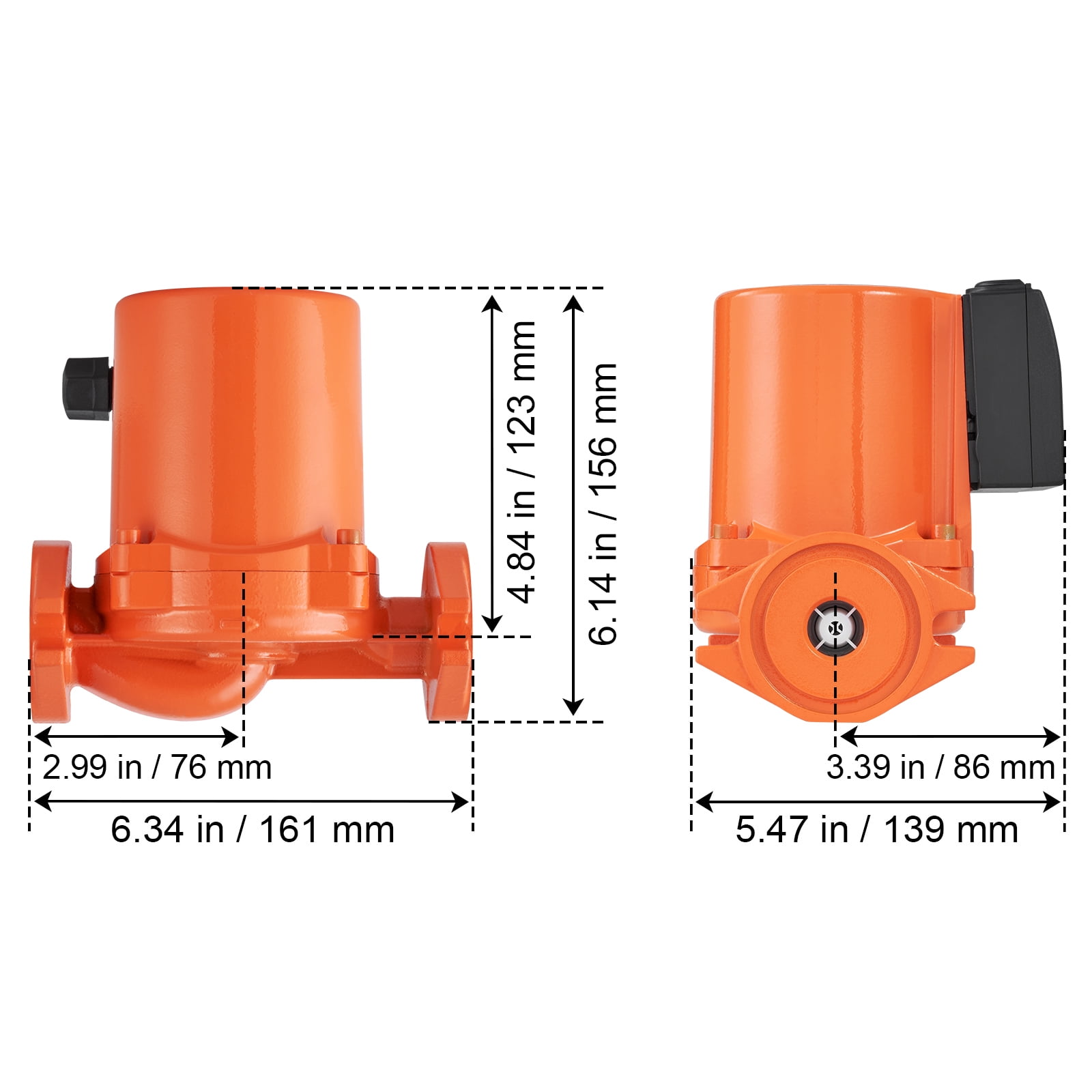 KFFKFF 009-BF5-J Water Circulation Pump, 110V, 180W, 17 GPM, 3/4" NPT Flange, 3-Speed, Quiet Home Heater System Pump