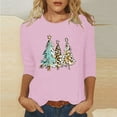 thumbnail image 5 of Christmas Shirts for Women 3/4 Length Sleeve Crew Neck T-shirts Xmas Printed Holiday Graphic Tees (L, Pink 01), 5 of 5