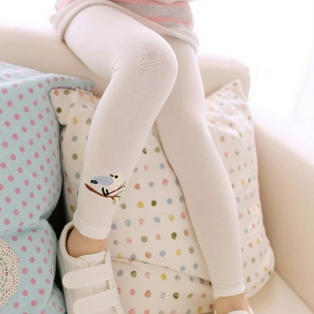 

Gyratedream 1-6T Baby Girls Toddler Kids Bird Embroidery Ankle Thin Leggings Pants Footless Tight Stockings