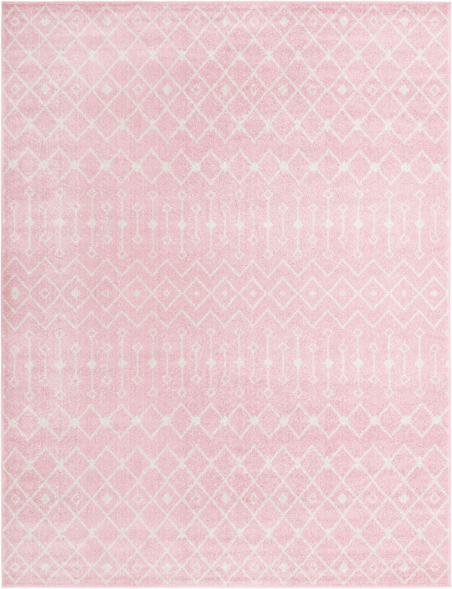 Rugs.com Moroccan Trellis Collection Rug – 9' x 12' Pink Medium Rug ...