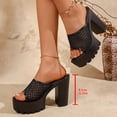 thumbnail image 3 of Rokment Mesh Platform Chunky Block High Heels Dress Slip on Sandals for Women Trendy Casual Breathable Heeled Slides Dressy Pumps Summer Shoes Black Size 7.5, 3 of 7