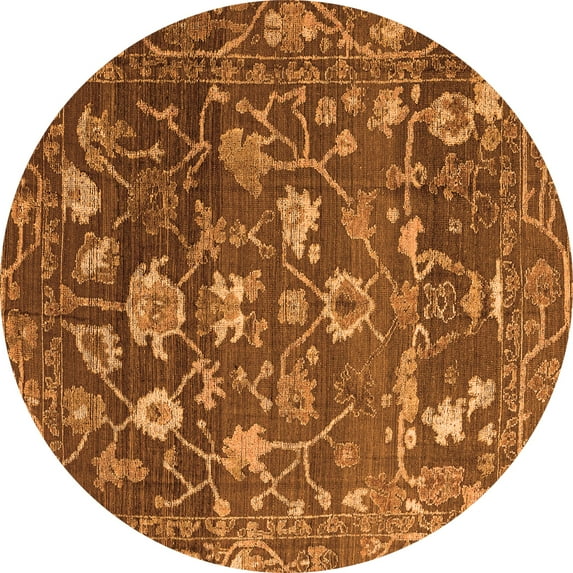 Ahgly Company Indoor Round Abstract Orange Modern Area Rugs, 8' Round