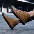 thumbnail image 2 of Sewkxo Men's Casual Leather Fashion Sneakers Ankle Boots Handmade Lightweight Loafers Mid Top Walking Driving Shoes,Brown 36, 2 of 7