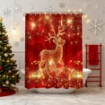 thumbnail image 4 of Cortina de ducha navideña con ganchos, bola navideña y estrella, poliéster impermeable, decoración navideña para baño, poliéster., 4 of 6