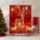 thumbnail image 3 of Cortina de ducha navideña con ganchos, bola navideña y estrella, poliéster impermeable, decoración navideña para baño, poliéster, 3 of 5