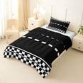 thumbnail image 3 of Castle Fairy Race Checkered Pattern Twin Comforter Sets 3-Piece for Teens, Minimalist Track Print Bedding Set for Bedroom, Black White,Black Reversible, 3 of 6